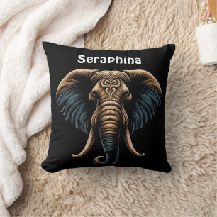 Floral dawn elephant art cushion