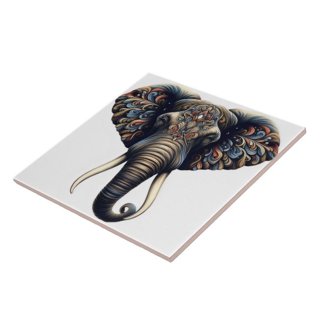 Floral dawn elephant art tile (Side)