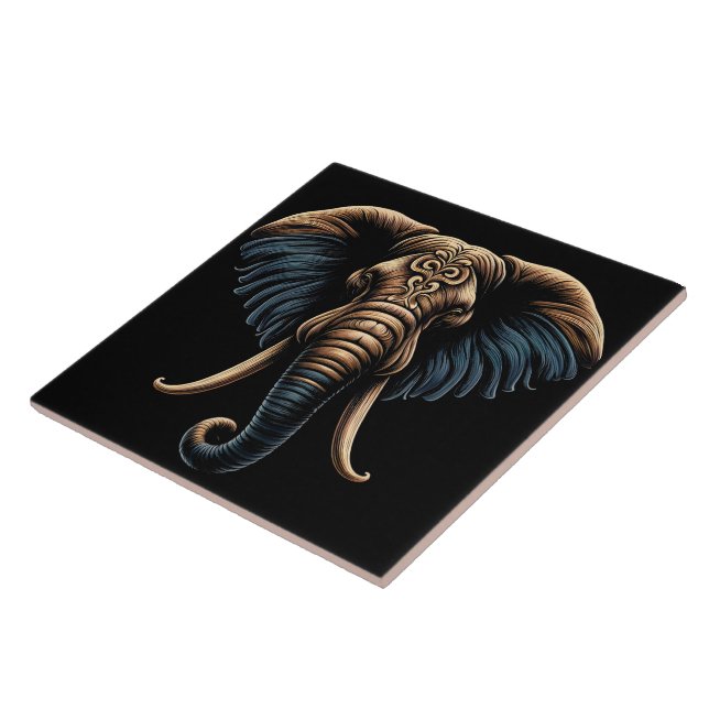 Floral dawn elephant art tile (Side)