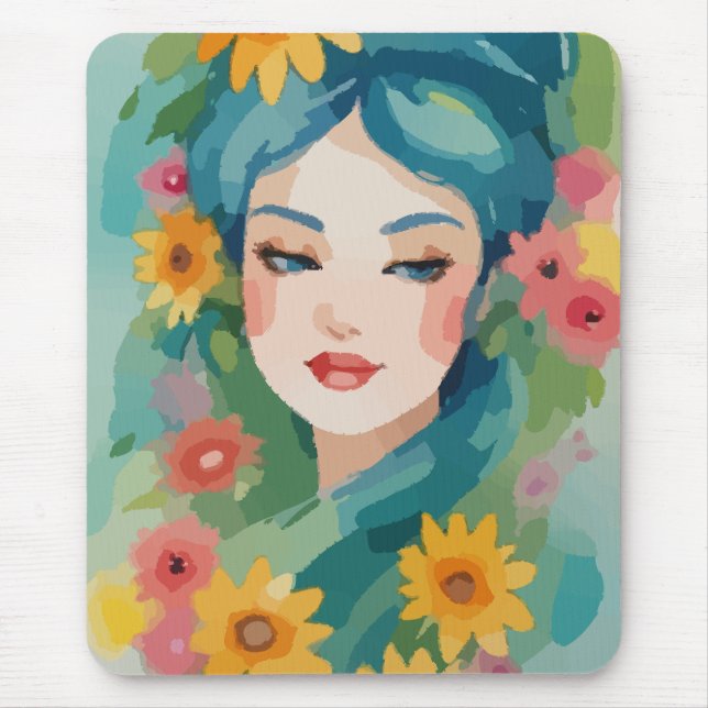 Floral Daydream Portrait Mouse Mat (Front)