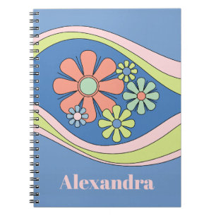 Floral Daydream Retro Flower 60s 70s Personalised Notebook