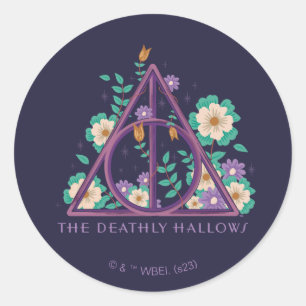 Floral Deathly Hallows Graphic Classic Round Sticker