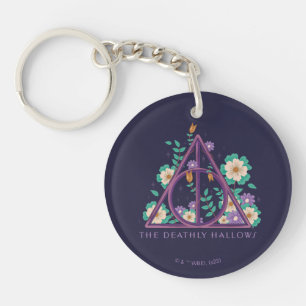 Floral Deathly Hallows Graphic Key Ring