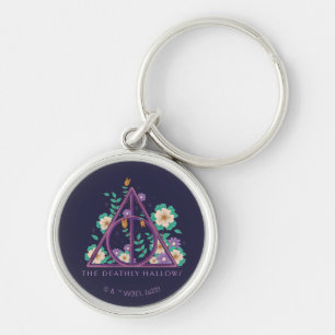 Floral Deathly Hallows Graphic Key Ring