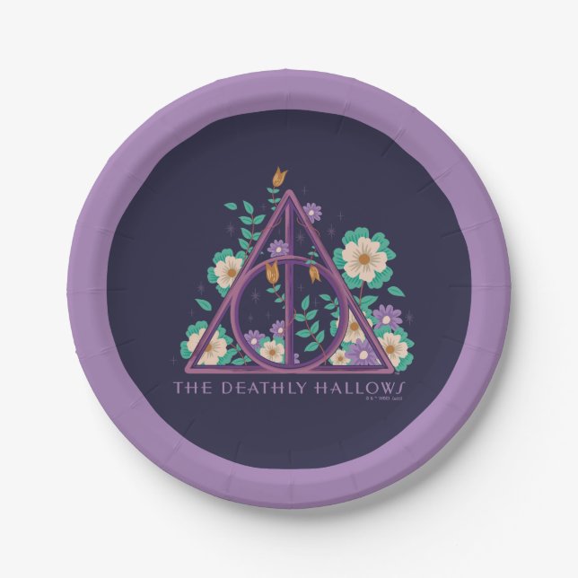 Floral Deathly Hallows Graphic Paper Plate (Front)