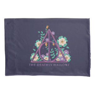 Floral Deathly Hallows Graphic Pillowcase