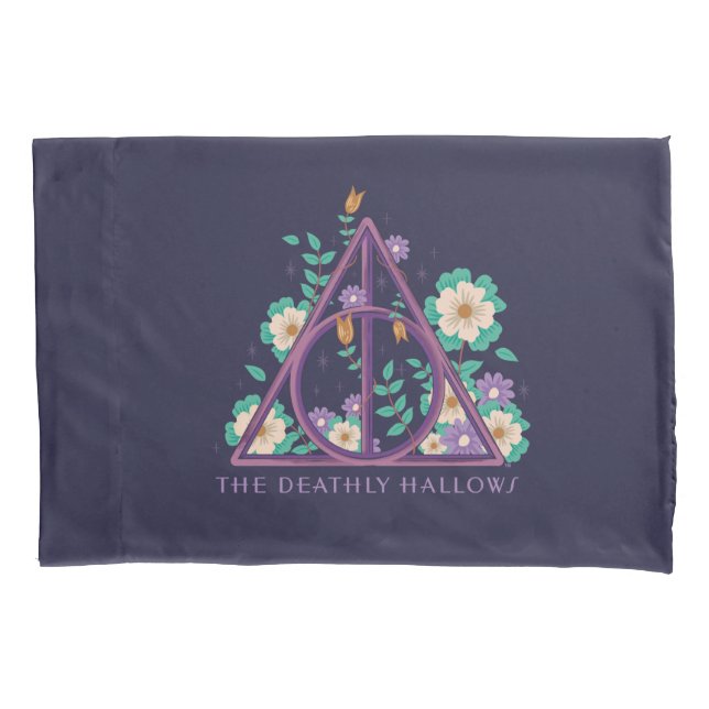Floral Deathly Hallows Graphic Pillowcase (Front)