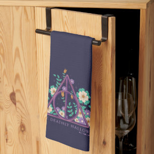Floral Deathly Hallows Graphic Tea Towel