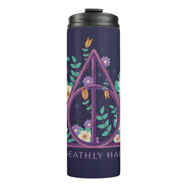 Floral Deathly Hallows Graphic Thermal Tumbler (Front)