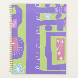 Floral Decal Ethnic Print Purple Green White G Planner