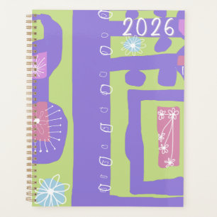 Floral Decal Ethnic Print Purple Green White J Planner