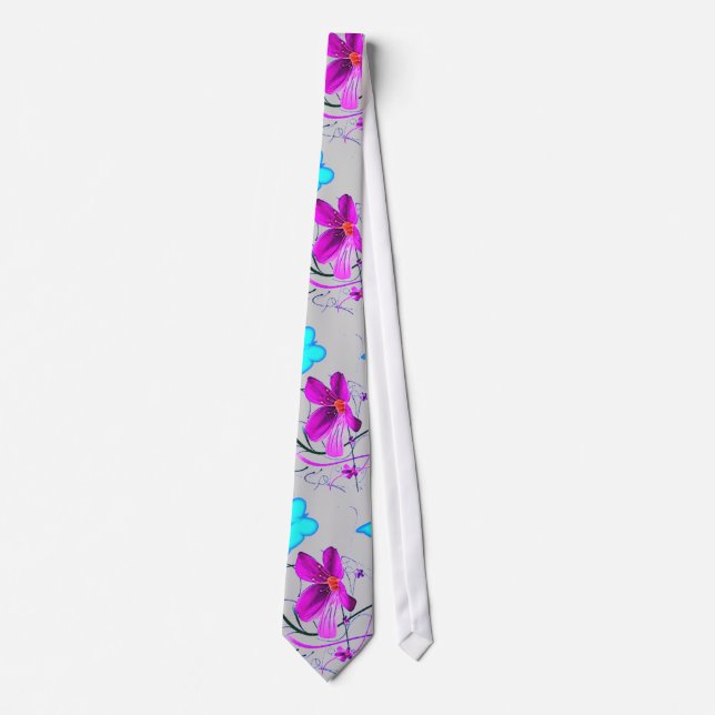 Floral Deco in Grey Tie (Front)