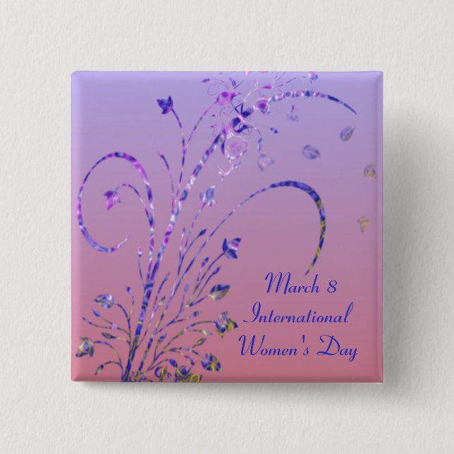 Floral Deco Women's Day Button (Front)