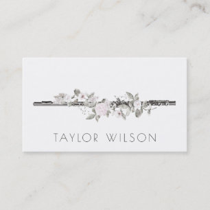 floral decor flute teacher business card