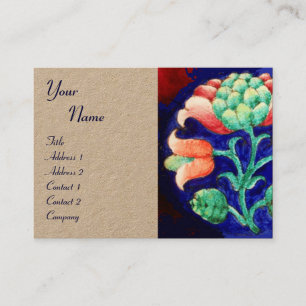 FLORAL DECOR MONOGRAM Fantasy Flower Kraft Business Card