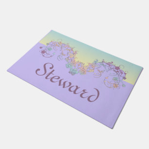 Floral Decoration pastel gradients + your text Doormat