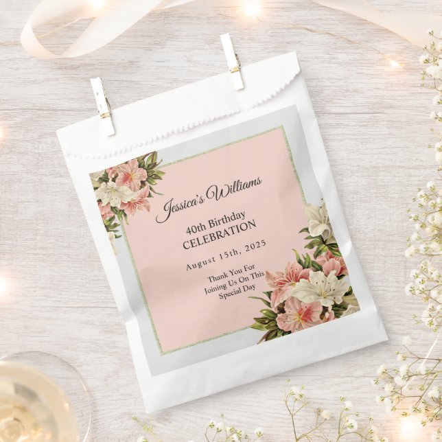 Floral Decorations Feminine Birthday Favour Bags (Clipped)