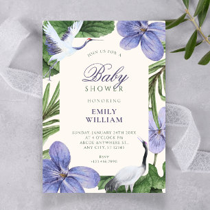 Floral decorative bird baby shower invitation