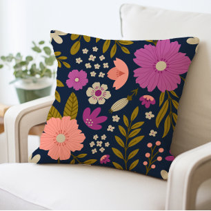 Floral Decorative Flower Print Bright Cushion