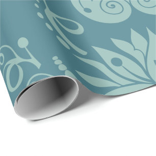 Floral decorative light blue ornate pattern  wrapping paper