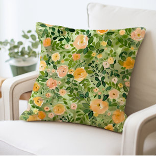 Floral Decorative Pillow, Chic Living Room Cushion