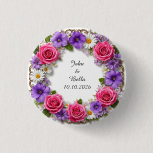 Floral Decorative Wreath 3 Cm Round Badge