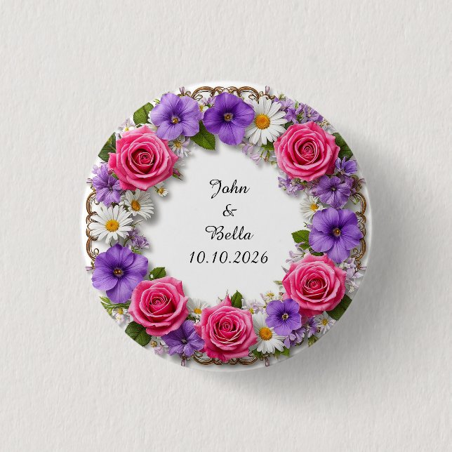 Floral Decorative Wreath 3 Cm Round Badge (Front)