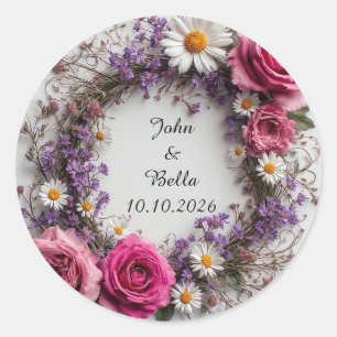 Floral Decorative Wreath Classic Round Sticker
