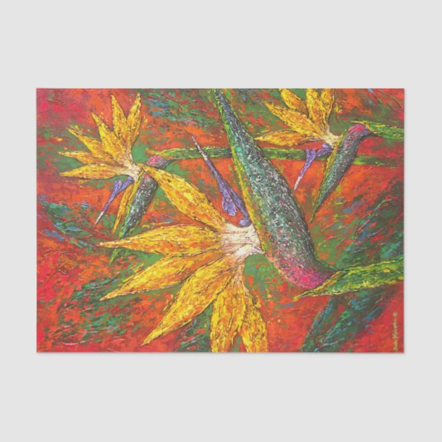 Floral Decoupage Bird Of Paradise Texture Painting Tissue Paper (Front)
