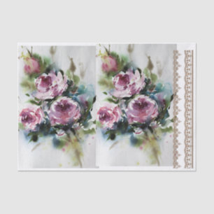 Floral Decoupage Paper with Lace Borders