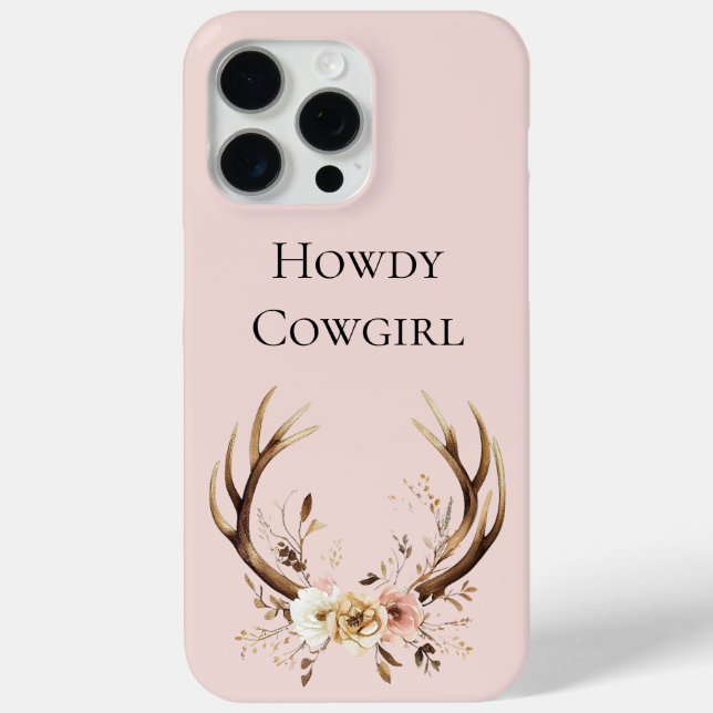 Floral Deer Antlers Cowgirl Case-Mate iPhone Case (Back)