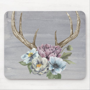 Floral Deer Antlers Mouse Mat