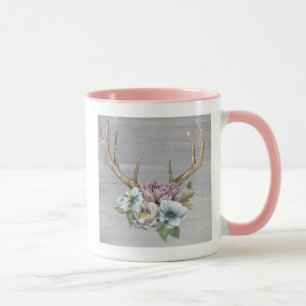Floral Deer Antlers Mug