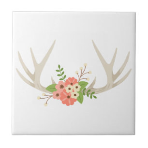 Floral Deer Antlers Tile