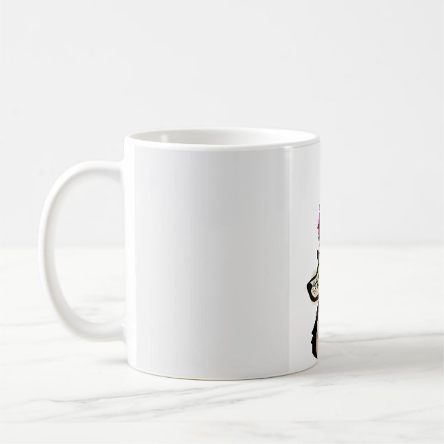 Floral Deer art-Nature & Wildlife Illustration  Coffee Mug (Left)