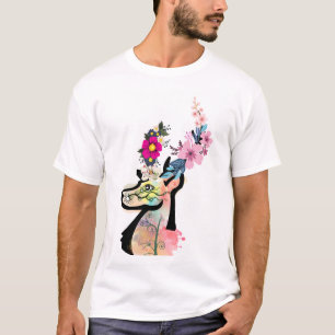 Floral Deer art-Nature & Wildlife Illustration T-Shirt