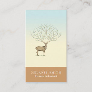 Floral Deer illustration antlers artistic card