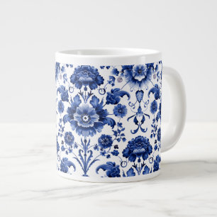 Floral Delft Blue Large Coffee Mug