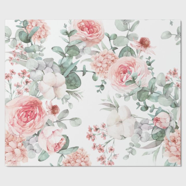Floral delicate watercolor Wrapping Paper (Seam)