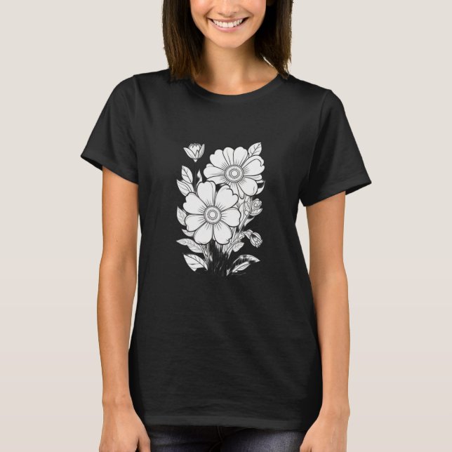 Floral Delight Colouring Page T-Shirt (Front)
