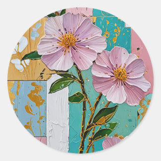 Floral Delight Notebook Classic Round Sticker