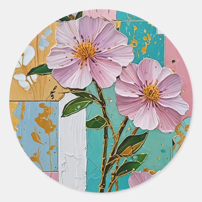 Floral Delight Notebook Classic Round Sticker (Front)
