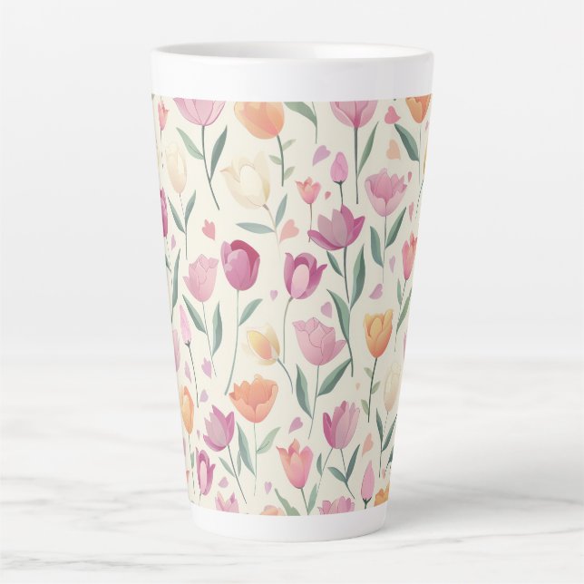 Floral Delight Pattern Latte Mug (Front)