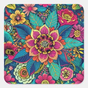 Floral Delight Square Sticker