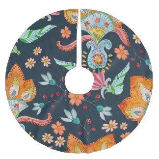 Floral Delight: Watercolor Flower Texture Brushed Polyester Tree Skirt