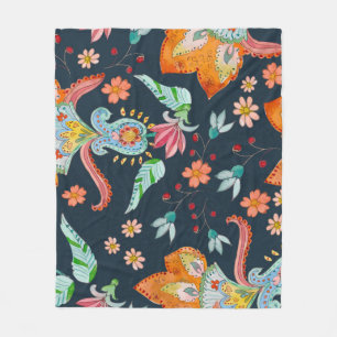 Floral Delight: Watercolor Flower Texture Fleece Blanket