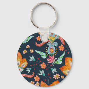 Floral Delight: Watercolor Flower Texture Key Ring