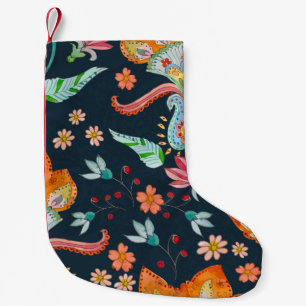 Floral Delight: Watercolor Flower Texture Small Christmas Stocking