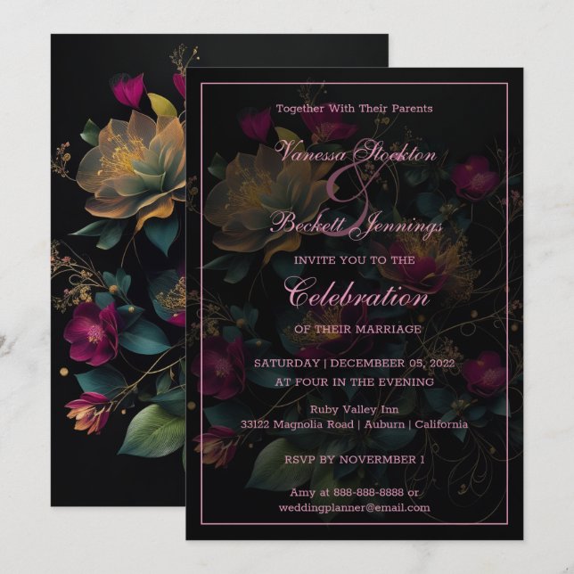 Floral Delight Wedding Invitation (Front/Back)