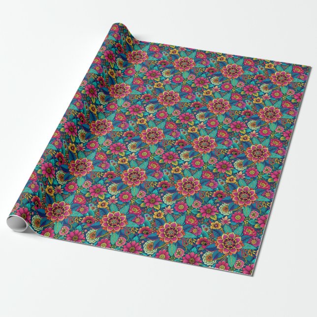 Floral Delight Wrapping Paper (Unrolled)